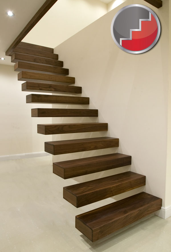 Black Walnut Floating staircase design