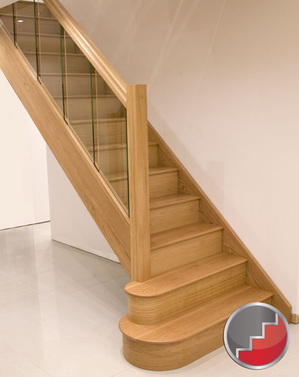 Oak Houston Staircase inline glass panels