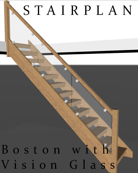 Boston Oak Openplan staircase with Vision Glass balustrade