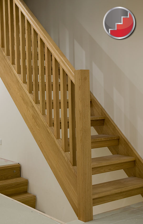 Oak staircase with open risers compliant with uk building regulations