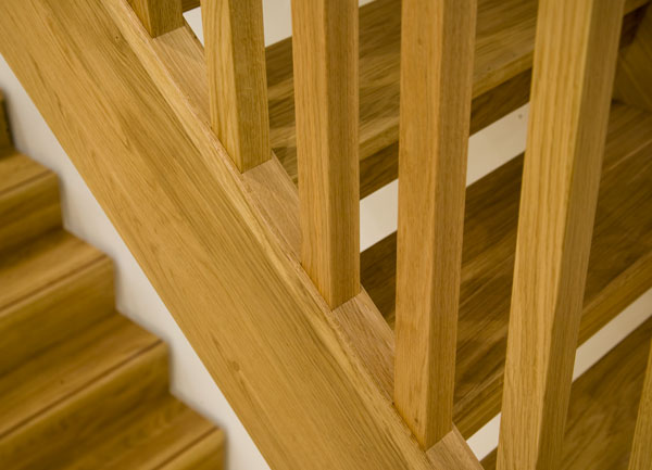 Oak boston staircase with select oak balusters