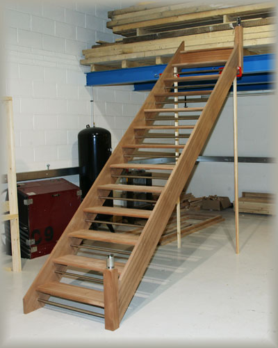 Sapele Hardwood Openplan Staircase with Newel bases - ready for the 