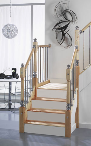 Axxys Pine and Chrome stairparts