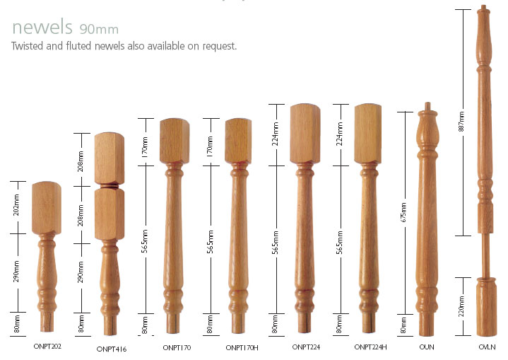 Oak 90MM newel Turnings