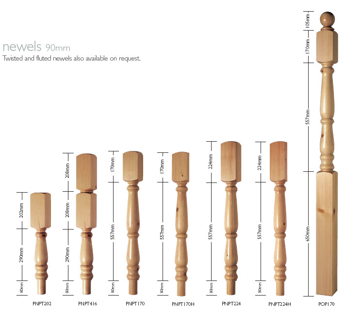 Pine 90mm Newel Turnings
