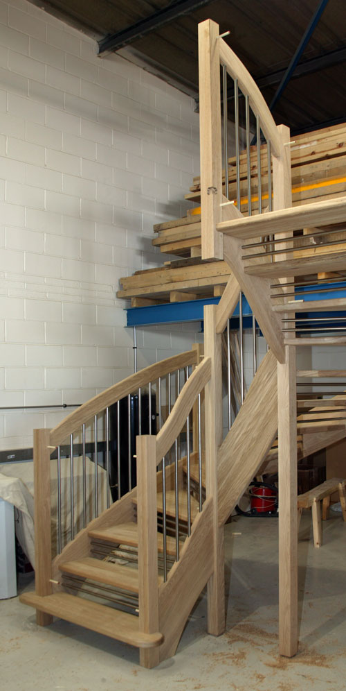 Oak Open riser Staircase american White Oak Euro Handrail