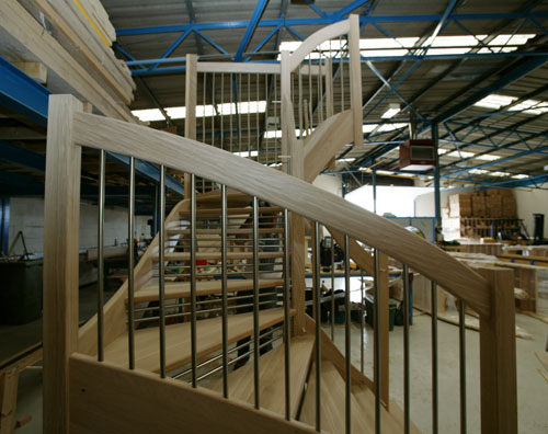 European style Handrail allows us to produce curves in the rail to follow the string line