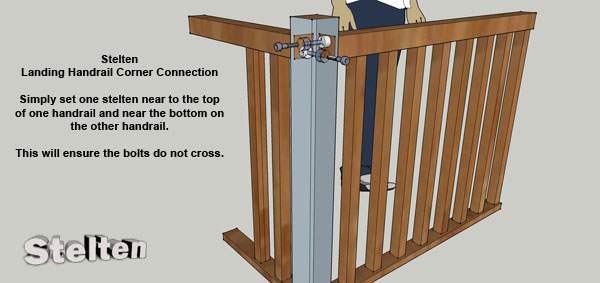 Stelten handrail fixings landing connection