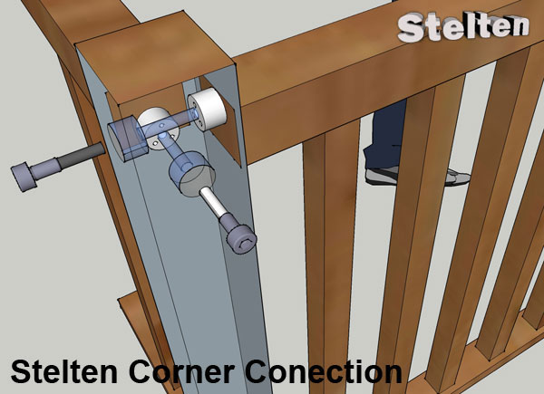 Handrail fixing corner landing connection