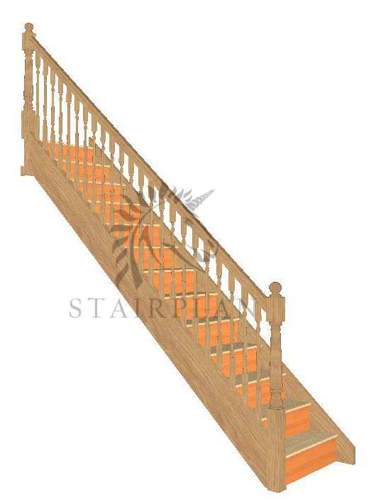 Craftsmans Oak Staircase Pine Treads - Turned Newels and Spindles
