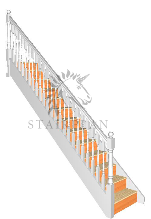 Straight staircase with colonial spindles white primed