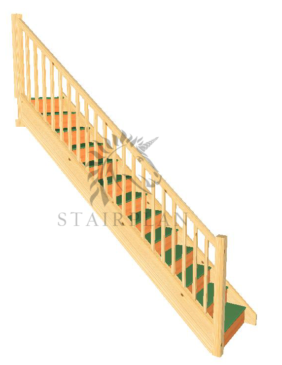 Trade Range Staircase - Square Newels and Balusters

Specification 

32mm Engineered Pine Strings
 22mm MDF Treads
 12mm Plywood Risers
 90mm Pine Square Newel Posts
 32mm Pine Square Balusters
 Pine STHR Handrail
 Pine STBR Baserail
