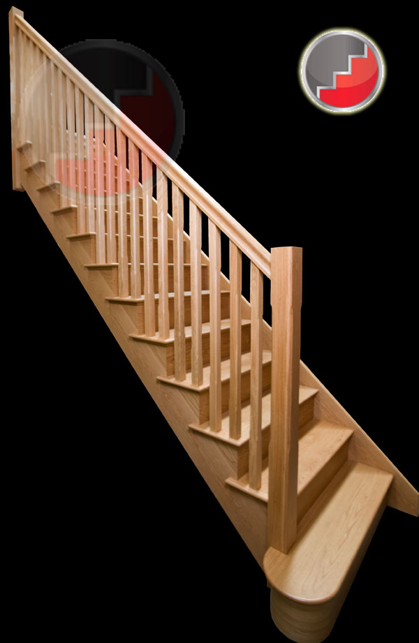Oak cut string staircase