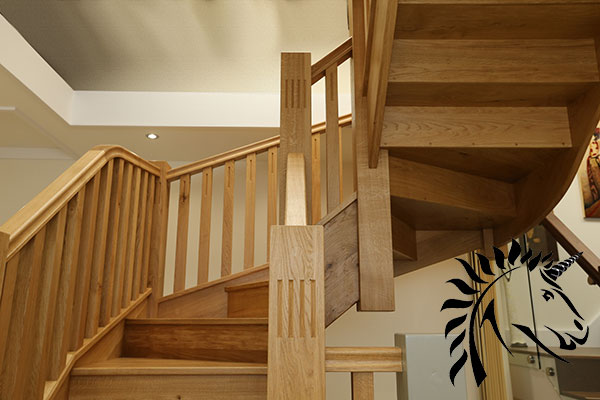 The Harlech oak staircase is a solid oak staircase