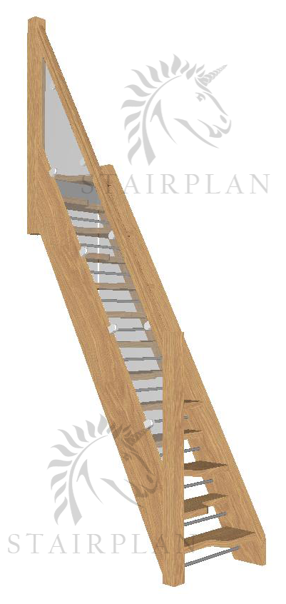 oak space saver staircase with glass balustrade