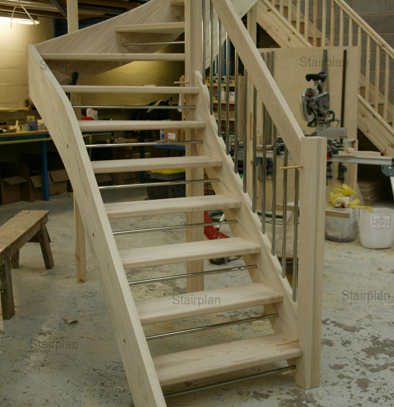 Ash winder staircase with stainless steel balusters