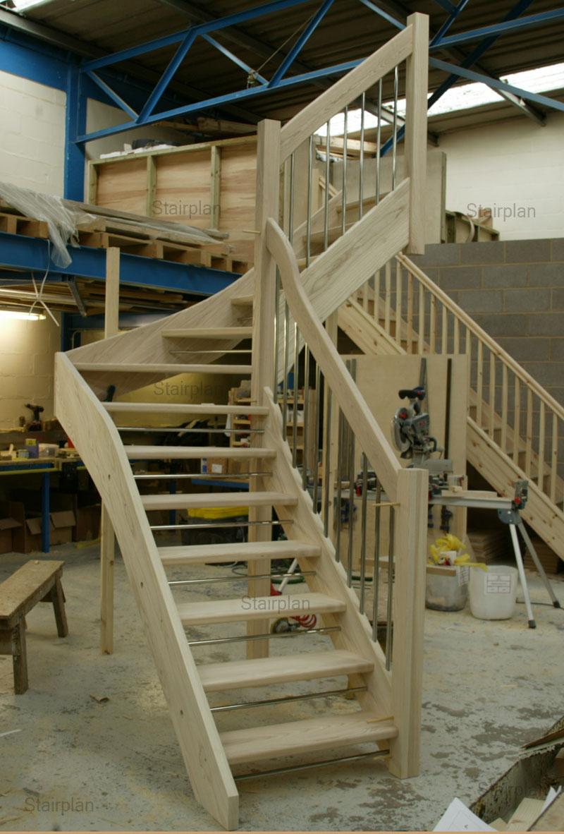Ash open riser winder staircase