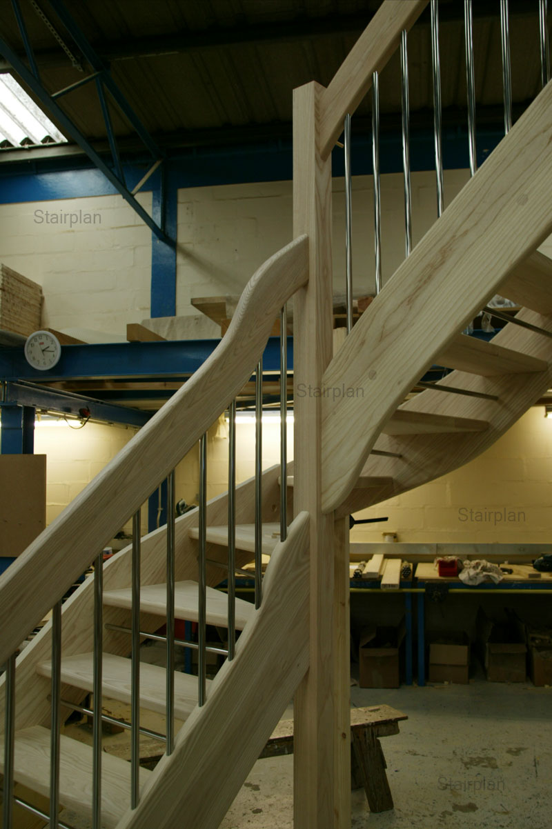 European style handrail details on a ash staircase