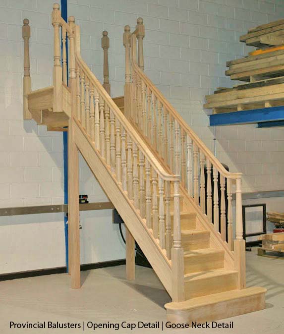 Provincial staircase Hemlock T shaped staircase