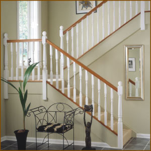 White Spindles with Hardwood Handrail