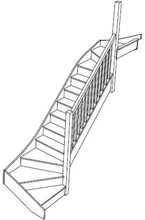 Right hand double winder staircase with a fix size screw layout