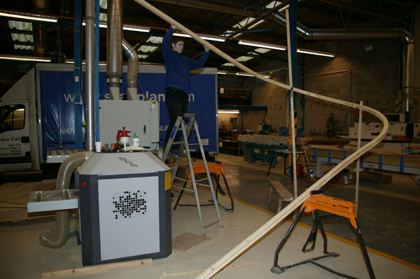 Showing how the handrail would go up the staircase
