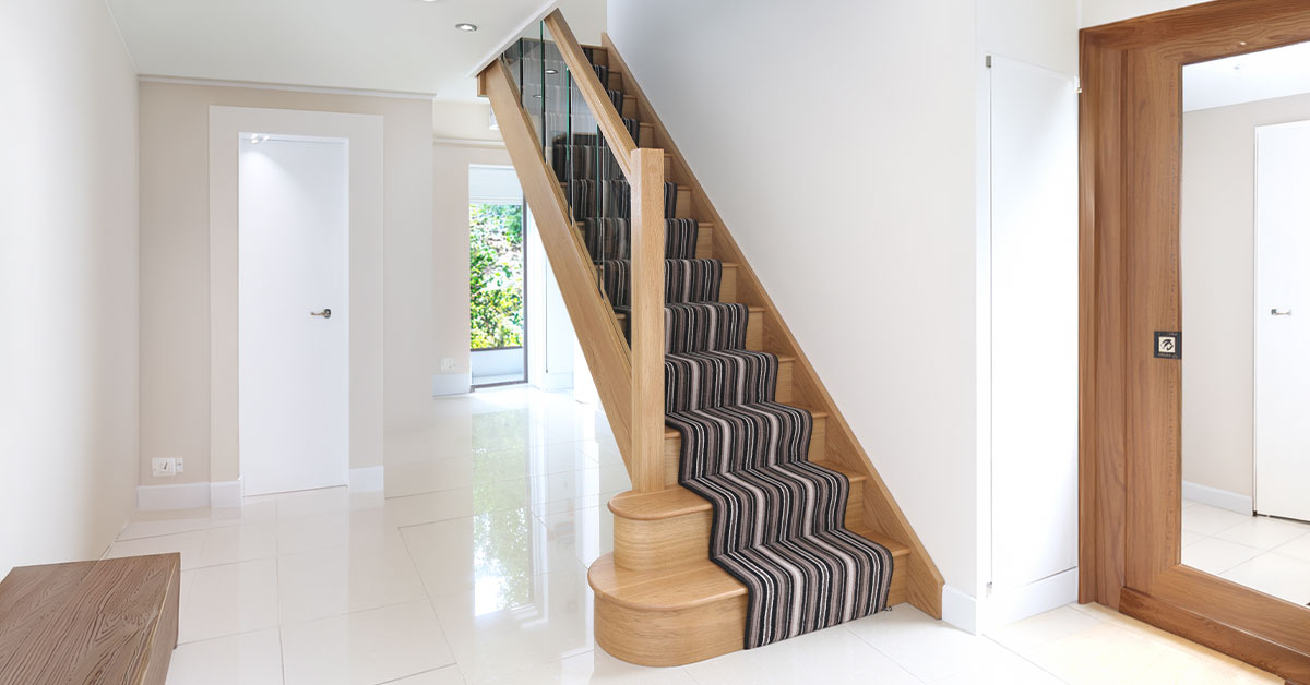 Oak staircases with glass balustrading