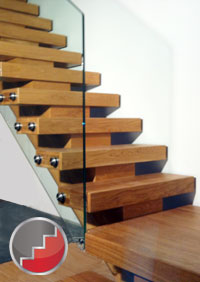 Oak Staircases with glass railing
