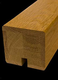 Oak Sqaure handrail grooved for glass balustrade