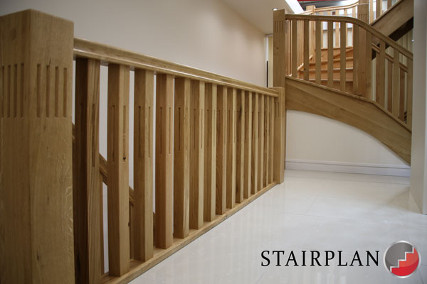 Harlech oak landing handrail run rustic grade oak