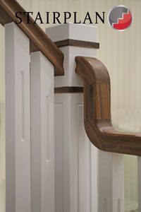 Black Walnut handrail on the New England staircase