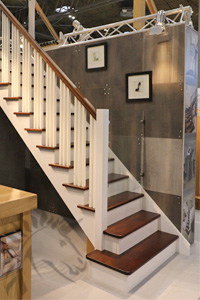 new york walnut and white cut string staircase
