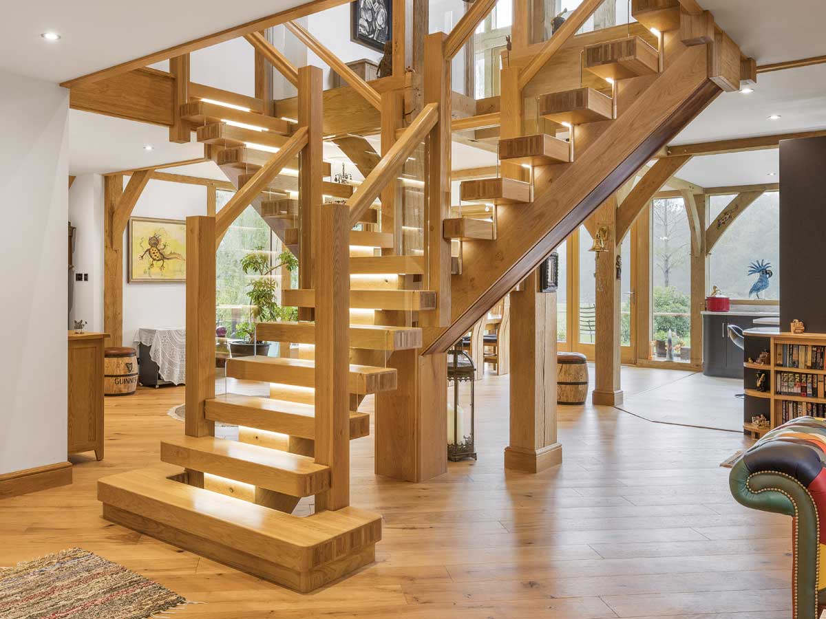 Made-to-measure wooden staircases manufactured by Stairplan in the UK