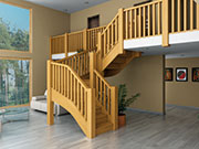 Herlech chunky oak double winding staircase