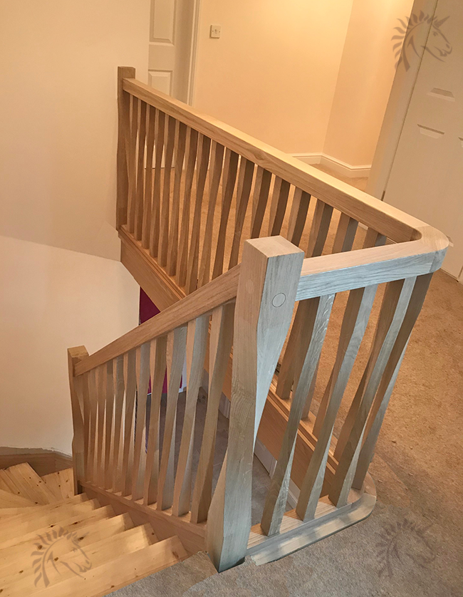 oak horton twist landing balustrade