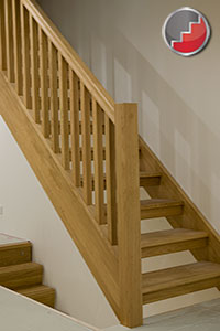 Boston Oak openplan staircase open risers designed for the uk staircase regulations