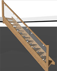 Oak openplan staircase with glass balustrade specification