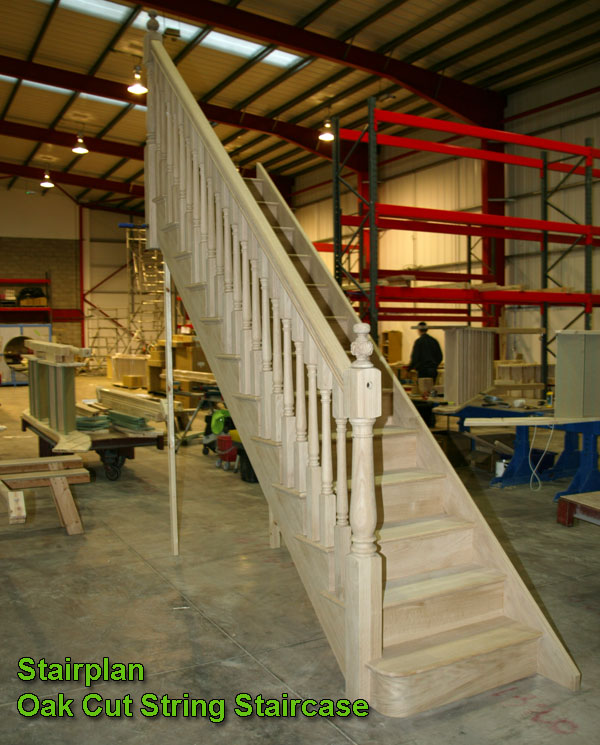 Oak Straight staircase with cut string detail