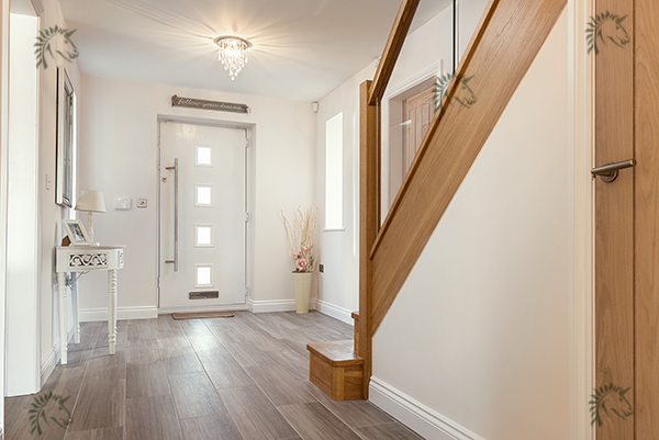 the preston oak staircase with a built in cupboard below