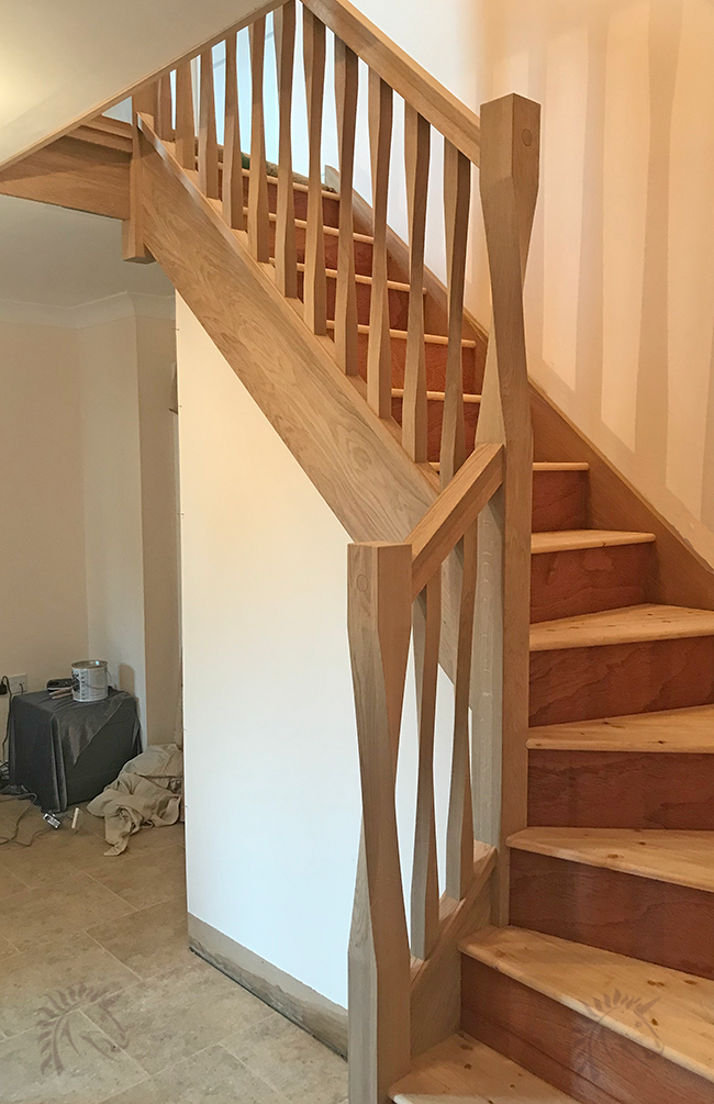 Horton oak twist spindles on oak staircase