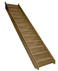 Oak straight staircases closed risers