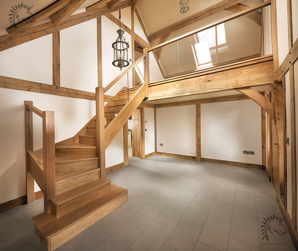 Preston 120 oak and glass luxury staircase design

