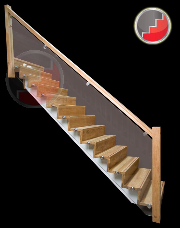 Oak Staircase contemorary Glass Balustrade