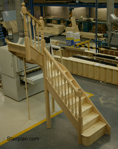 Oak winder Staircase closed risers imperial oak stair spindles turned spindles