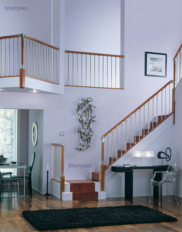 Fusion Staircase Hardwood and Brushed Nickel popular handrail system