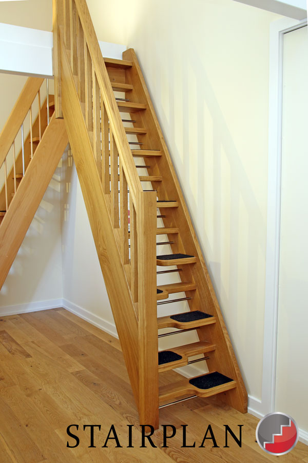 Oak open riser Spacesaving Staircase for loft access