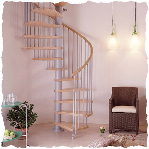Klan spiral staircase Grey with light beech treads