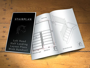 left hand half space landing staircase plan drawings dimesioned
