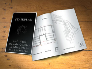 Stairway plan layout drawings left turning anti clockwise with banisters