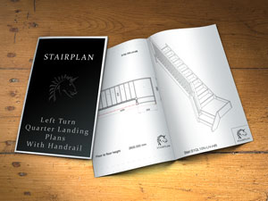 Left Turning Quarter Landing Staircase plans with balustrade
